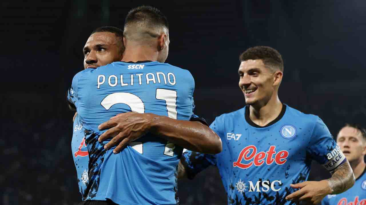 Napoli, i calciatori esultano